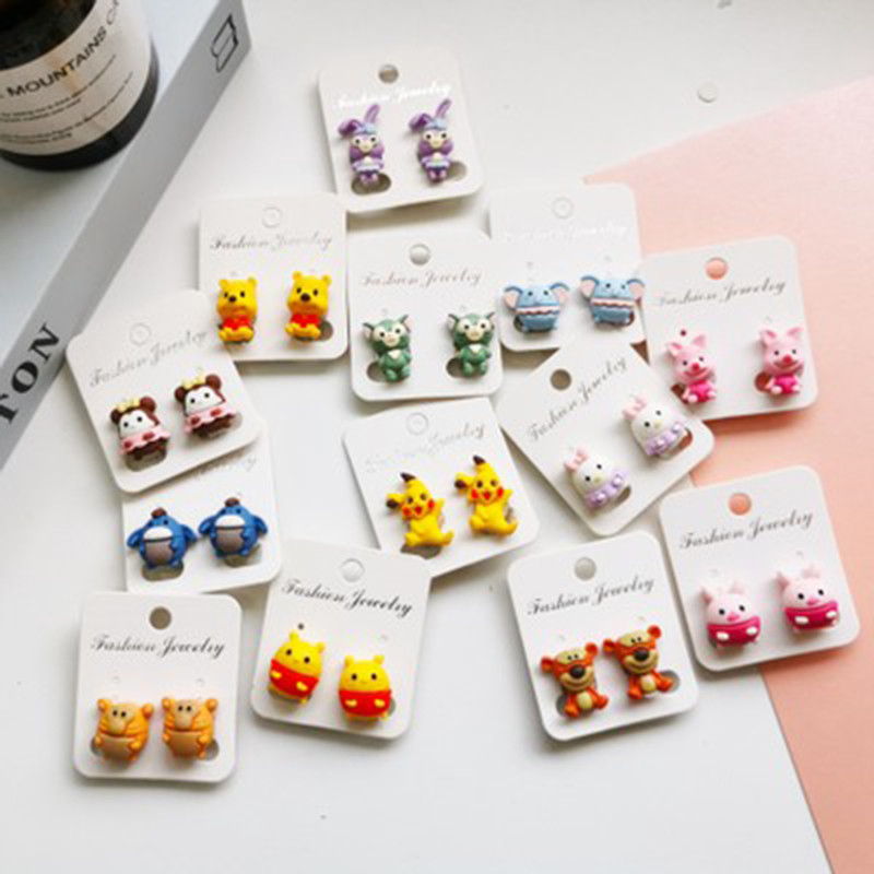 #New Arrival# Fashion Earrings Jewelry Korean Cartoon Bear Rabbit Pig Elephant Animal Ear Clips for Girl