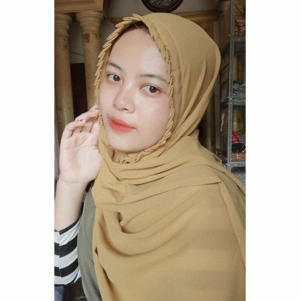 (TERBARU) Pashmina instan tali lipit gerigi , bahan diamond crepe