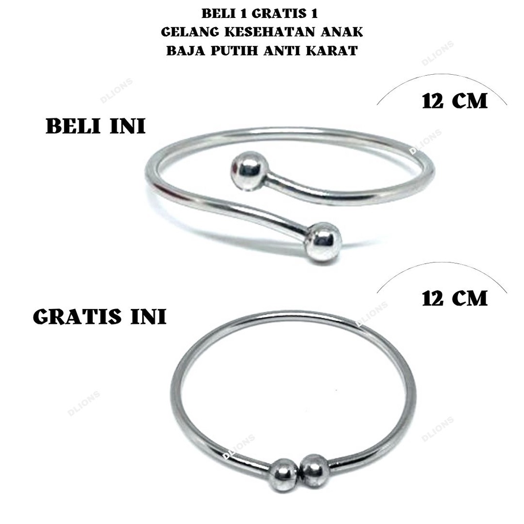 GELANG BAJA PUTIH ANAK/BABY,BAHAN ANTI KARAT SELAMANYA,BAGUS UNTUK KESEHATAN,SIZE 12 CM,GRATIS GELANG MONDIAL BABY 12 CM