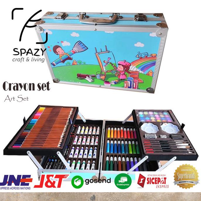 

CRAYON ART SET/KRAYON ANAK/ALAT MENGGAMBAR/ALAT MEWARNAI/KOPER BESI - BIRU MUDA, EKSTRA BUBBLE