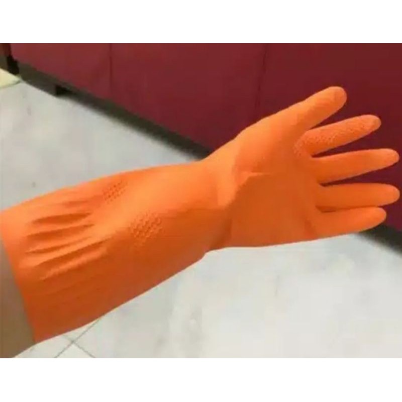 Sarung tangan karet latex 30cm orange FREEDER