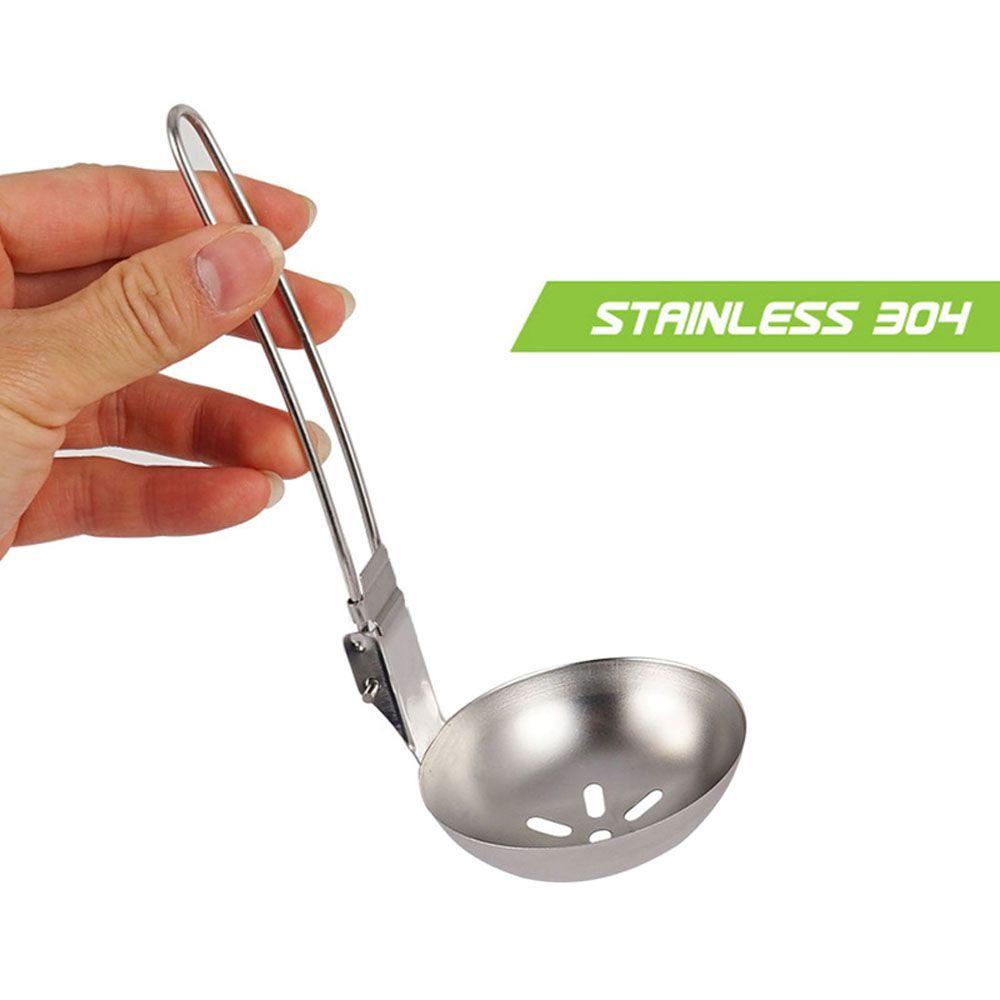 Lanfy Sendok Titanium Murni Alat Dapur Kitchen Anti Karat Lipat Slotted Spoon Camping Soup Ladle