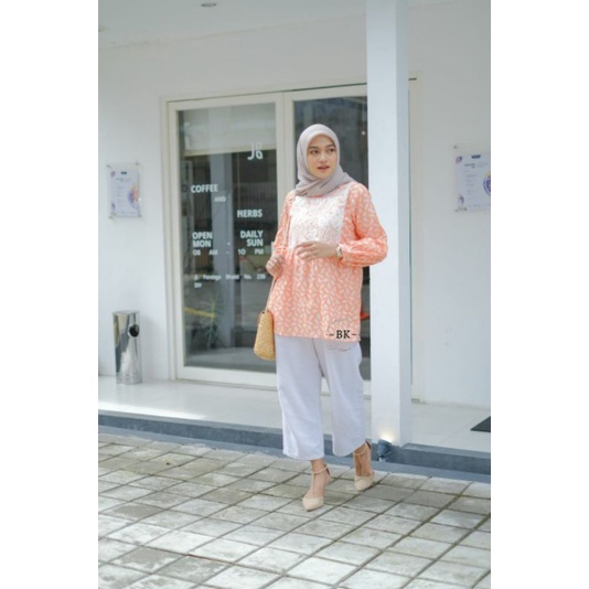 BLOUSE BATIK MODERN SOFTCOLOR MIX LACE || ATASAN WANITA || M-L-XL-XXL