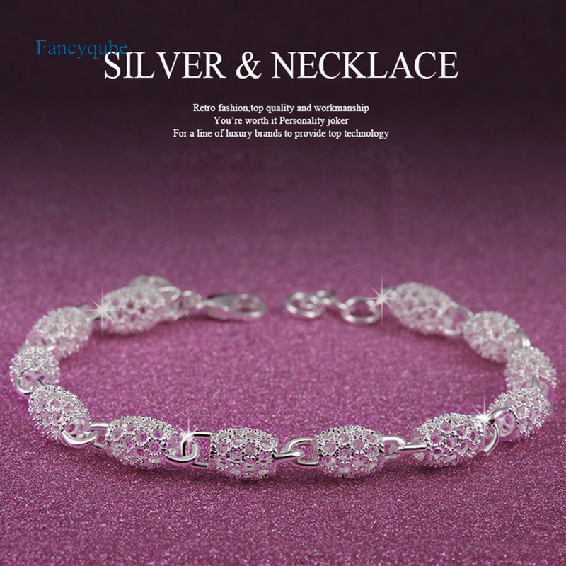 Fancyqube Gelang Rantai 925 Sterling Silver Model Hollow Unik Untuk Wanita