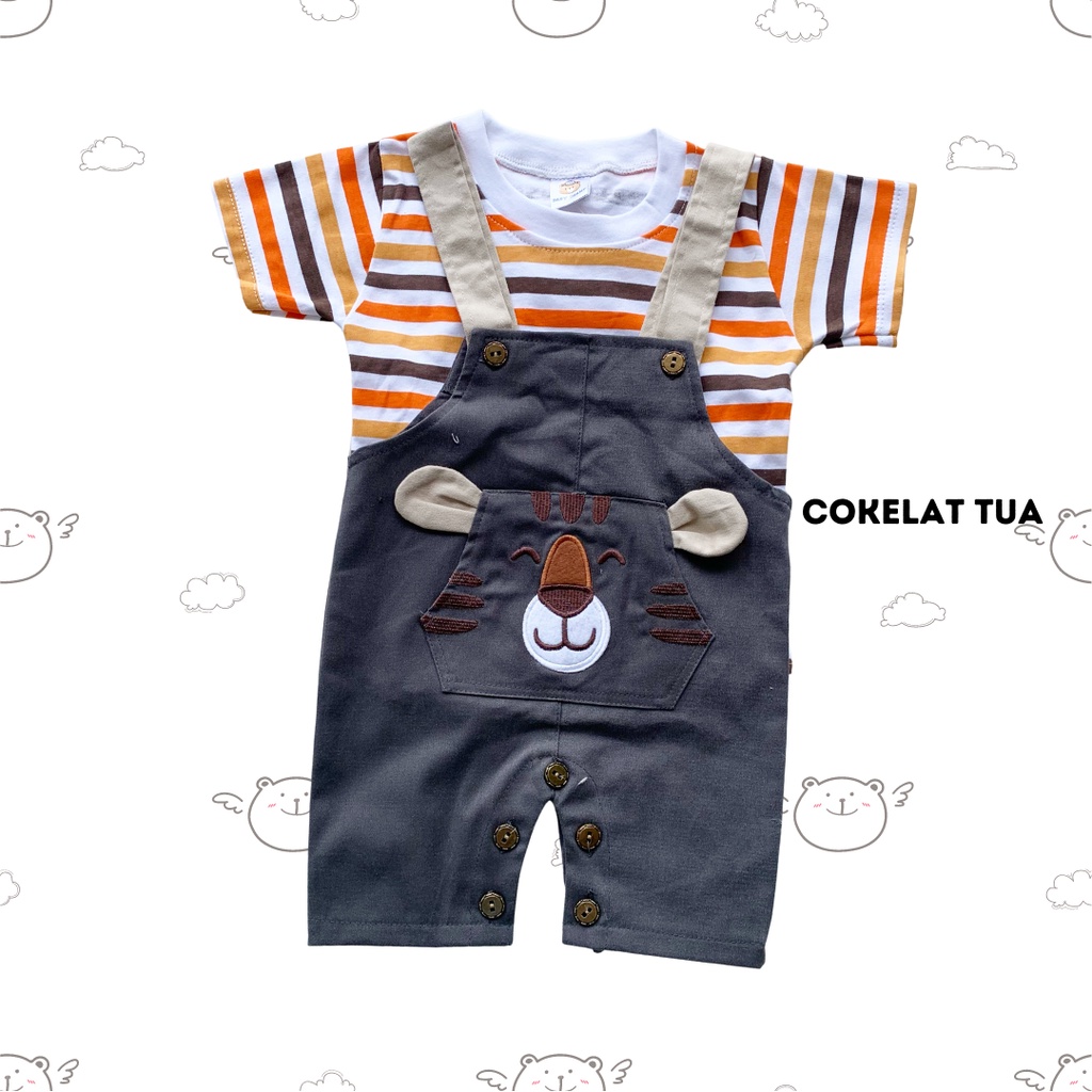 setelan overall anak laki laki HAPPY LION / kumo bear baju kodok anak baju romper 0-12 bulan anak laki laki unisex 18 bulan 1 tahunan