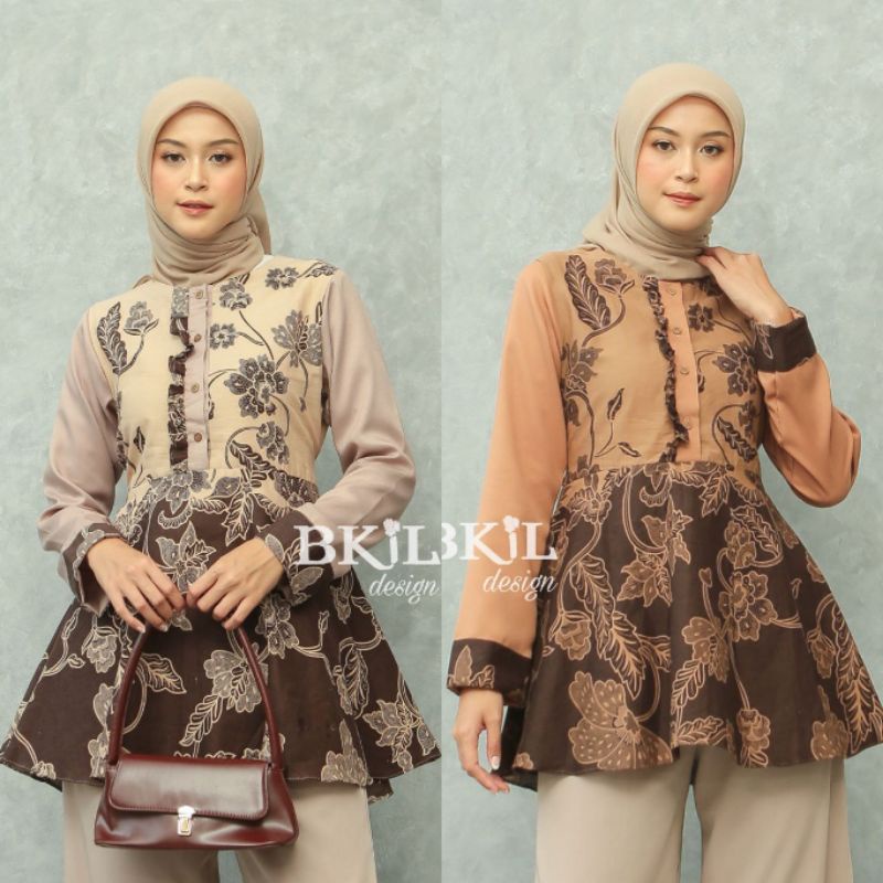 BAJU BATIK WANITA MODERN MONALISA GENES M,L,XL asli PEKALONGAN