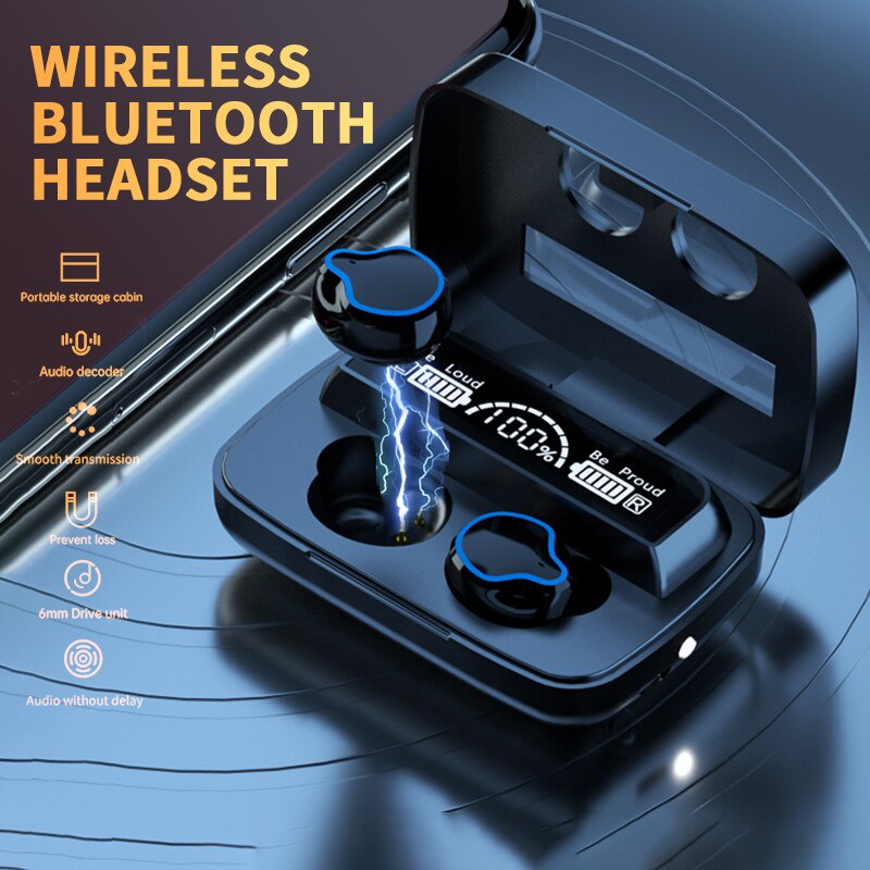 HiFi Bass M Series TWS Bluetooth Headset Sport Earphone Wireless High Configuration Big Capacity Battery Waterproof LED Touch Control