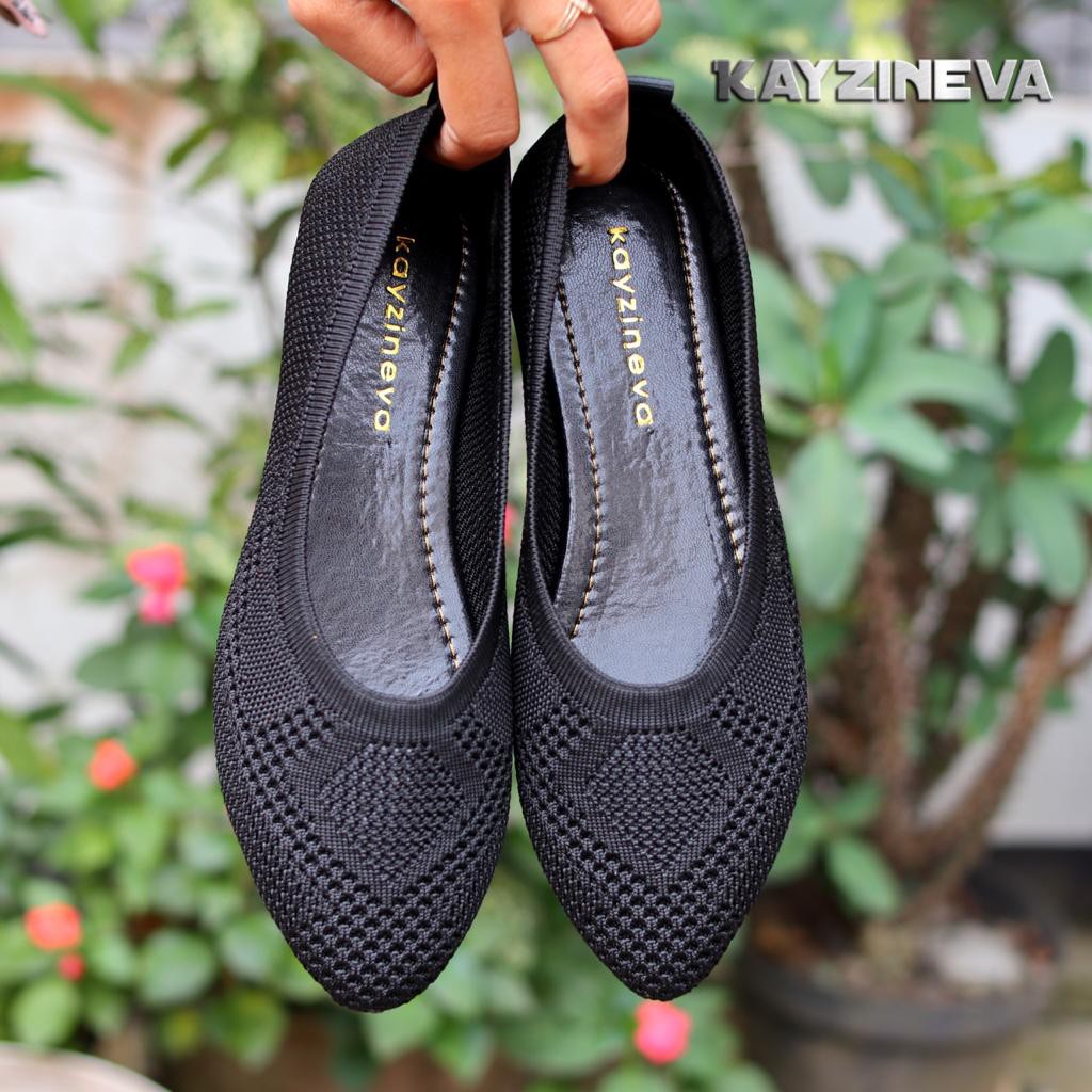 KAYZINEVA | CC04 Sepatu Wanita Rajut Flat Premium