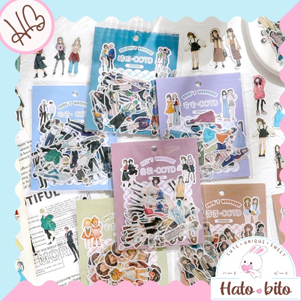

1 set 40 pcs wardrobe ootd fashion outfit sticker boy and girl stiker deco jurnal scrapbook diy journaling kits HB1303