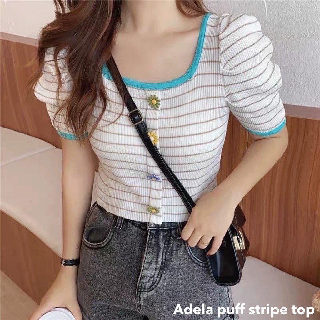 Adela puff stripe top -Thejanclothes