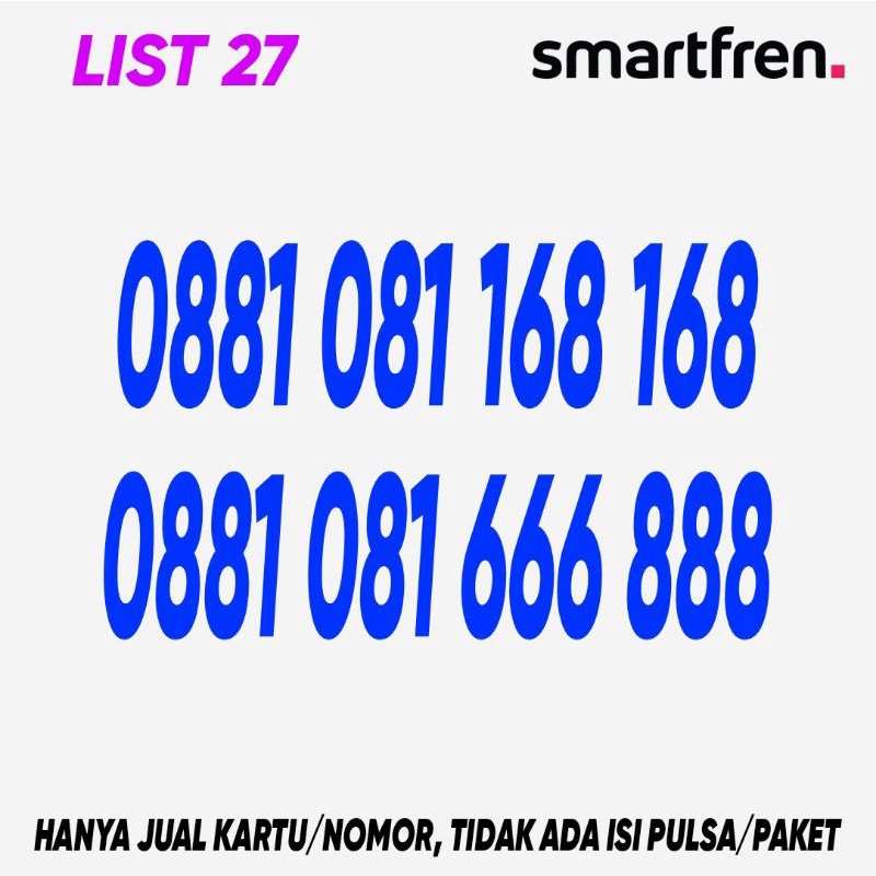 NOMOR CANTIK SMARTFREN PRABAYAR LIST 27
