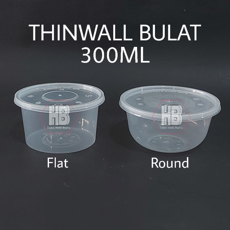 Thinwall Bowl 300 ml + Tutup / Cup Pudding / Mangkok Plastik Bulat 300ml