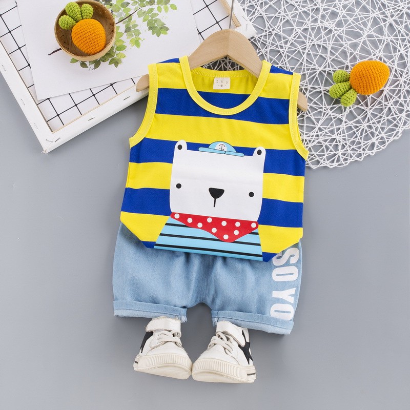 Mamamoli Baju setelan kaos anak laki laki / bayi / baby import/impor lucu sailor bear mm10