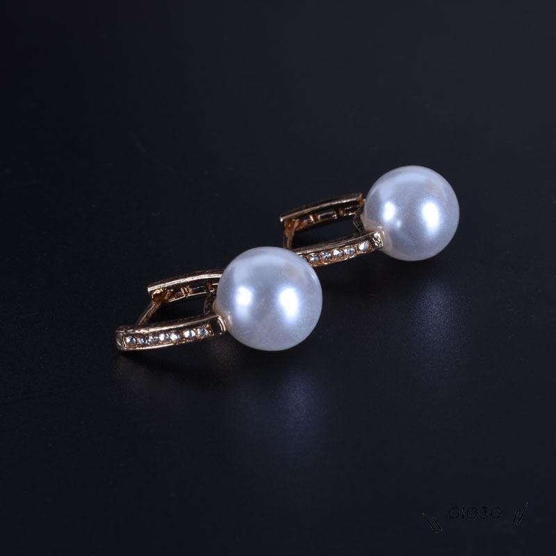 Anting Tusuk Lapis Emas 18K Dengan Mutiara + Berlian Imitasi Untuk Wanita - ol2