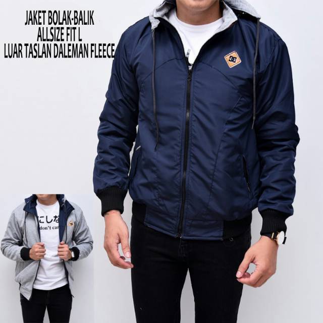 JAKET AA BOLAK - BALIK NAVY - ABU / JAKET 2IN1 NAVY - ABU