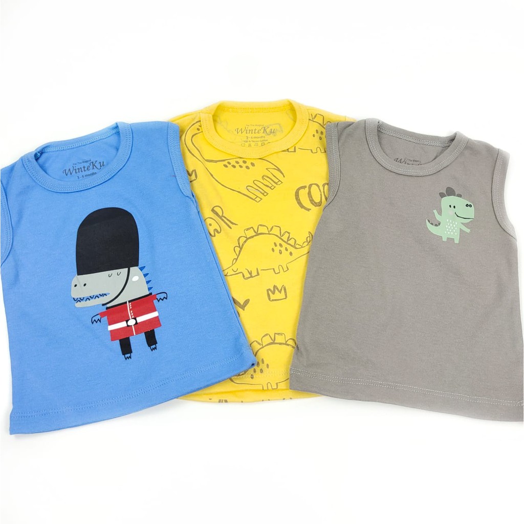 Sleevelees T-shirt winteku boy- Atasan Singlet Polos Boy Motif Dino