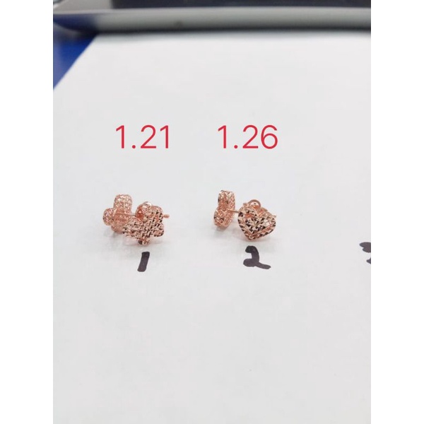 Anting kerabu anak dan dewasa emas asli 750 75% 17k rosegold model duduk paku love bunga kupu2 ukir korea model baru