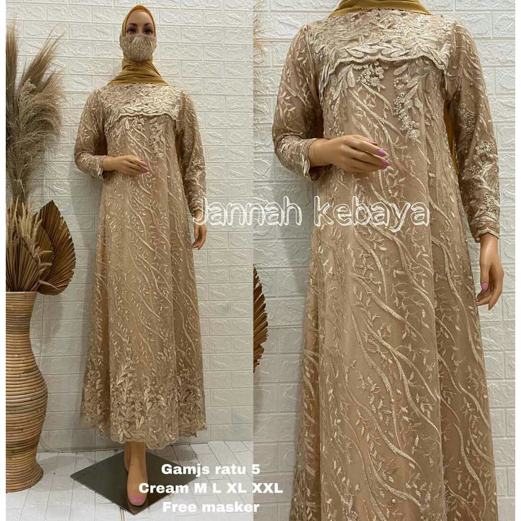 PROMO LONG DRESS RATU TULLE MUTIARA BORDIR / GAMIS RATU TULLE MUTIARA BORDIR