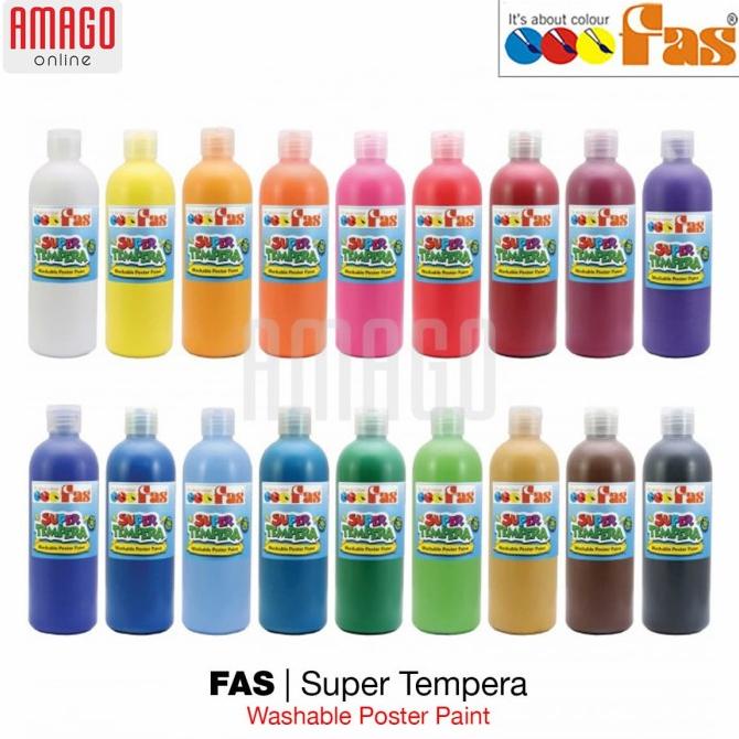 

TERBARUU!! FAS - SUPER TEMPERA WASHABLE POSTER PAINT - 500 ml - PILIH WARNA TERBARU