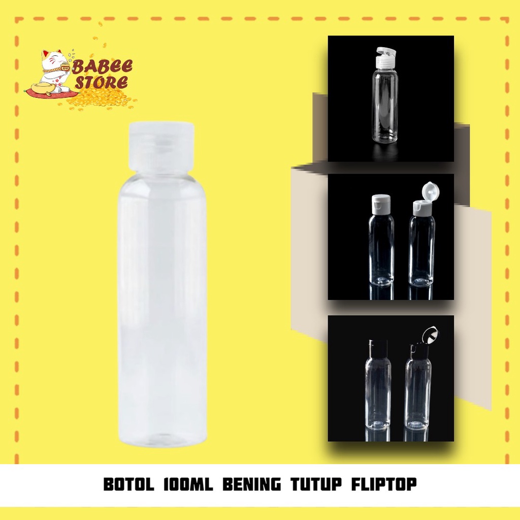 BABEE - BOTOL PLASTIK 100ML FLIPTOP BENING / BOTOL 100 ML BENING / BOTOL ISI ULANG [HARGA GROSIR]