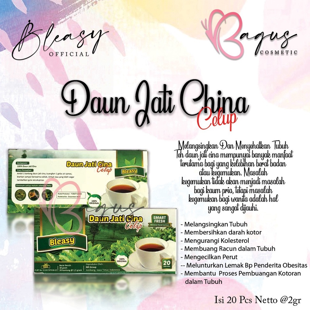 ⭐BAGUS⭐ TEH DAUN JATI CINA Celup | Teh Pelangsing isi 20 Kantong / Teh Herbal Alami ROSELLA