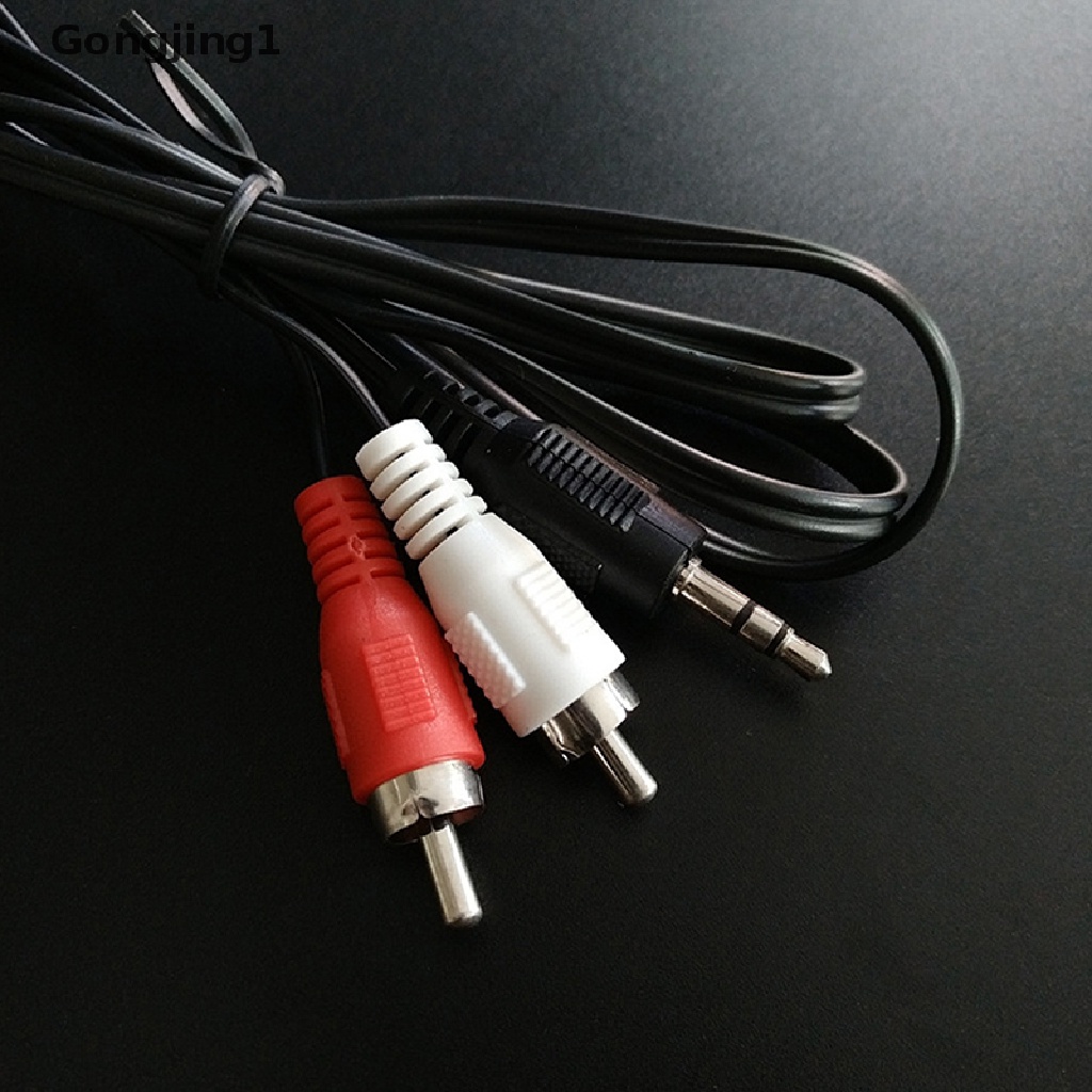 Gongjing1 Kabel Splitter Jack Audio 3.5mm Ke 2 Rca Male Panjang 1.2m / 3.9ft Untuk Handphone / Speaker