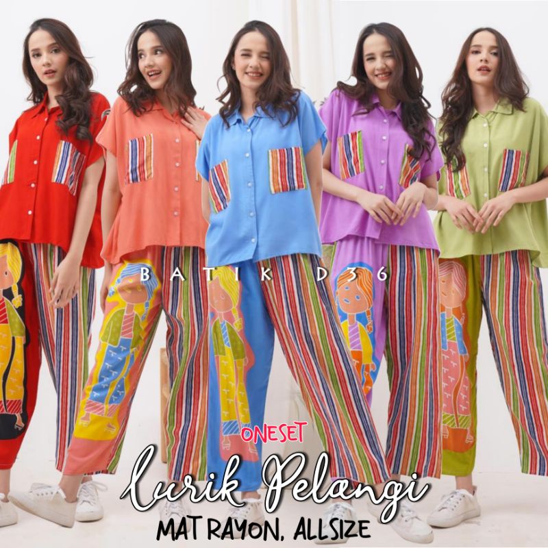 (Semerbak) Setelan wanita rayon murah premium celana blus lurik pastel soft halus atasan kulot motif