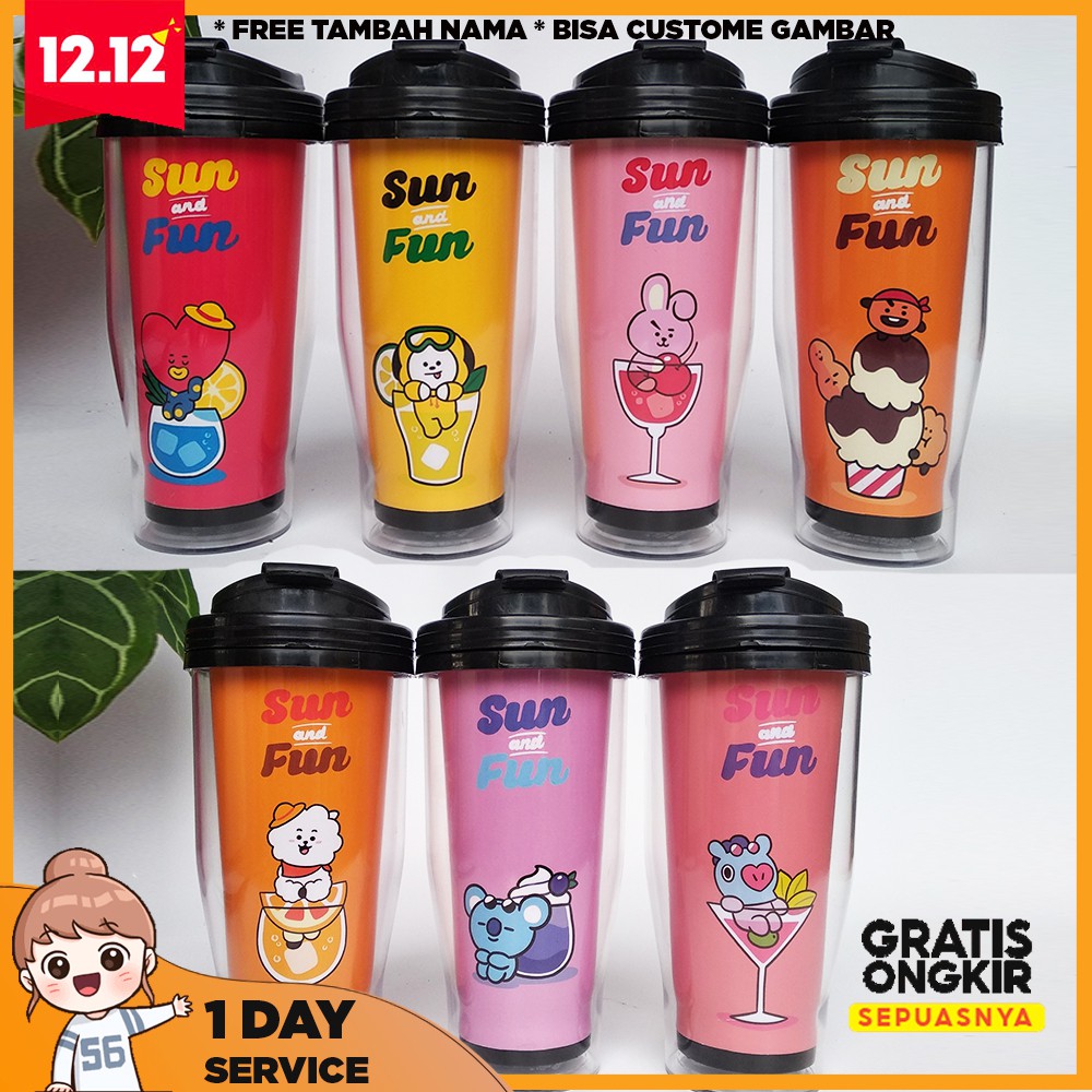 Botol Minum BT21 Merchandise KPOP Souvenir Botol Minum Plastik BTS Tumblr BT21 (Unofficial)