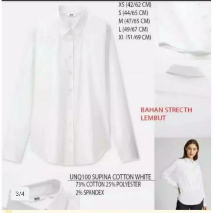 READY kemeja wanita uniqlo Gu 100% Original merk Uniqlo - Putih, XXS VI821