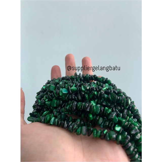 kerikil kerang DARK GREEN CARNELIAN 1cm bahan manik akik hijau tua