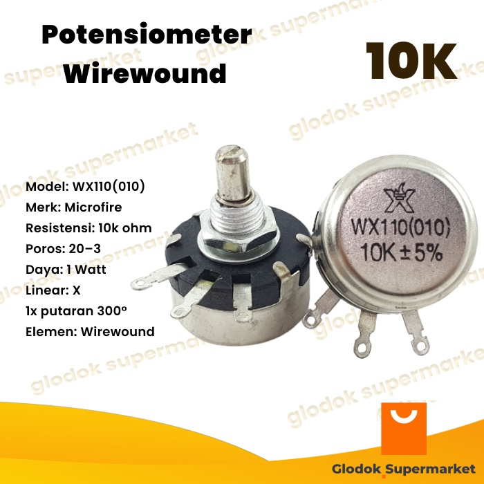 Potensio Wirewound WX110 010 10k 1W Microfire WX110(010) 1 Watt