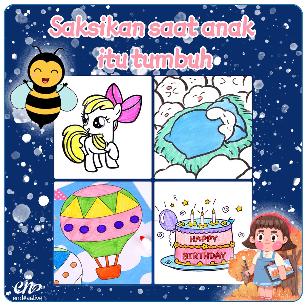 [endear] Crayon Anak Set Isi 208 Pcs Pensil Warna Alat Lukis Set Crayon Set-2