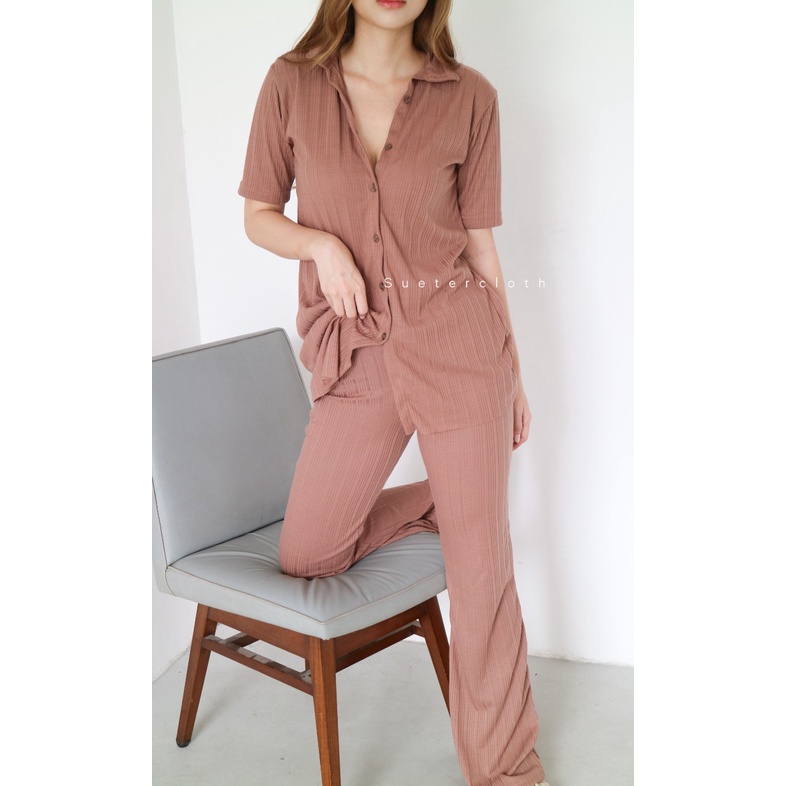 Odette knit set / Knit set wanita premium / Premium Knit-HAZELNUT