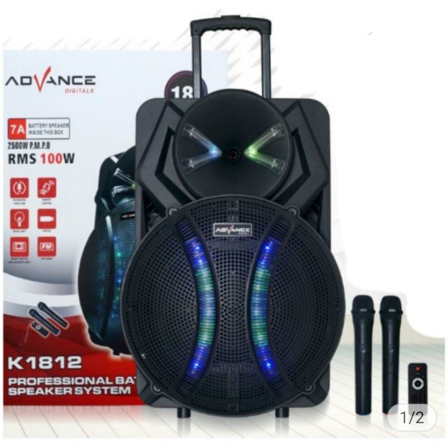 Speaker Aktif ADVANCE K1812 18 Inch / Speaker Meeting Portable Bluetooth Free Mic 2Buah