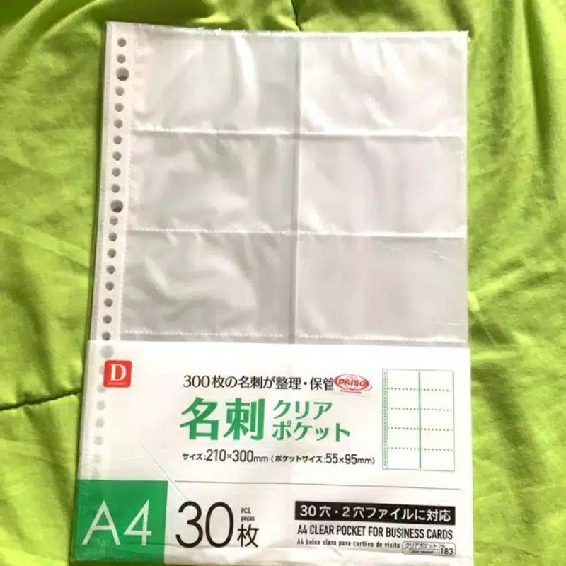 

Daiso Clear Pockets A4 / Card Pockets Isi 30 Pcs A4 File Binder Kantong Kartu