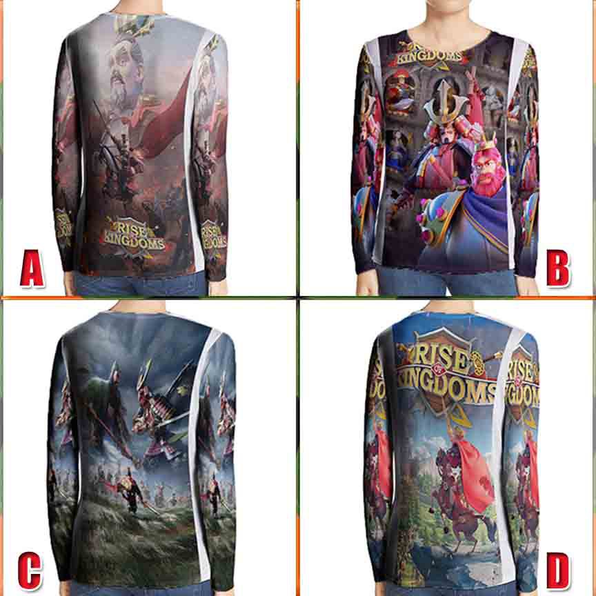 Tshirt Rise of Kingdom Kaos Tangan Panjang Fullprint T-Shirt Unisex Bahan Polyester Jersey