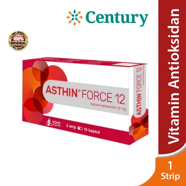 Asthin Force 12mg 1 Strip 10 kapsul /suplemen kesehatan/antioksidan/suplemen kulit/kulit kering/kese