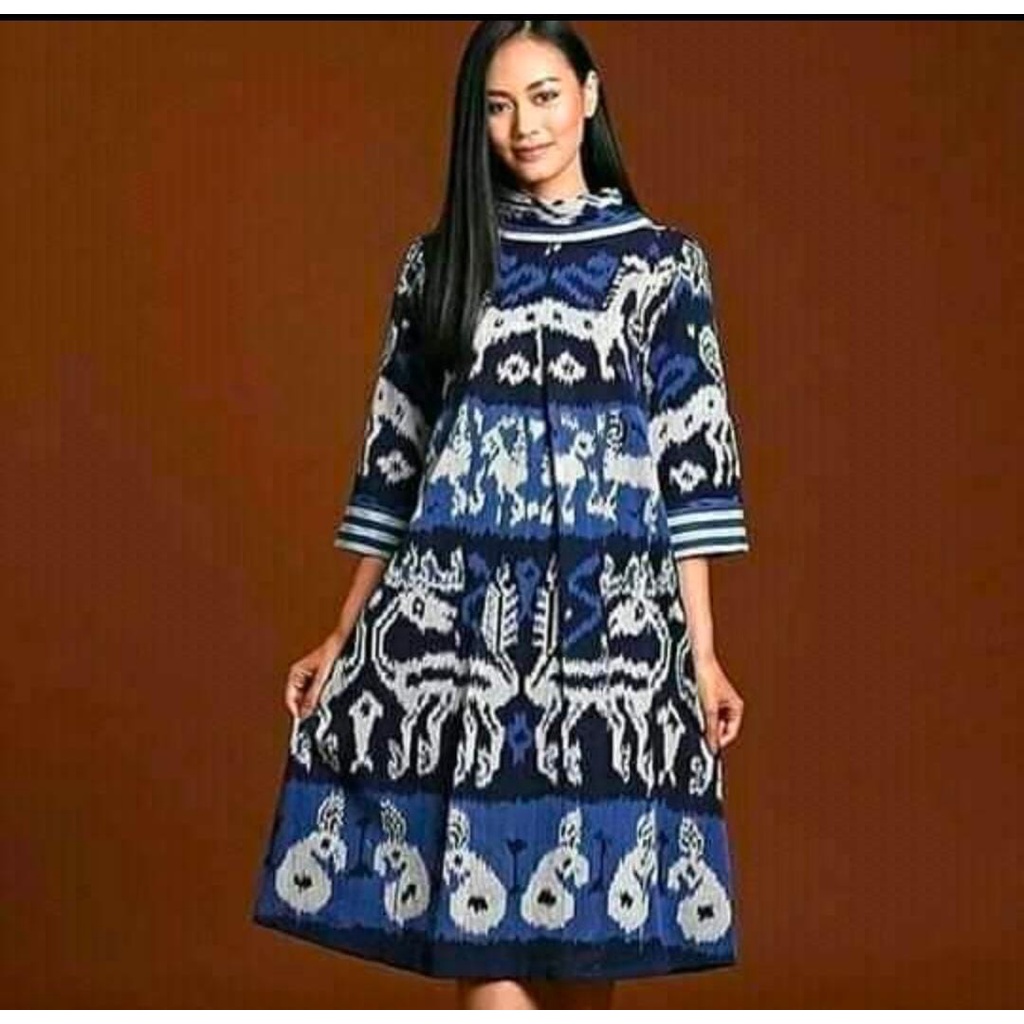 dress tenun motif rusa baju tenun jepara DT121