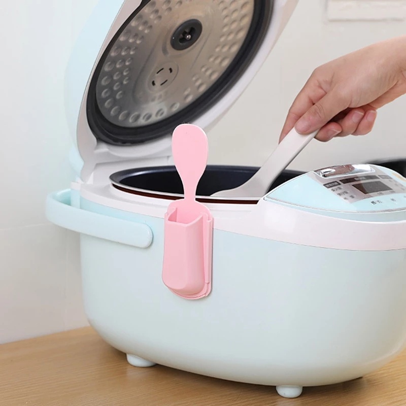 Hot Sale/1PCS Rak Penyimpanan Sendok Nasi Dapur Yang Dapat Dilepas/Rice Cooker Side Seat Hook Multifungsi/Rak Gantung Organizer Perekat Diri/Tempat Penyimpanan Peralatan Makan