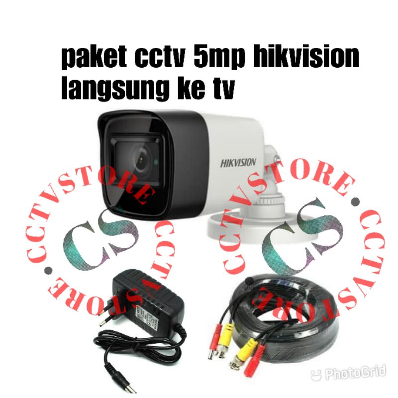 PAKET 1 KAMERA CCTV OUTDOOR HIKVISION 5MP LANGSUNG KE TV PAKET CCTV OUTDOOT SIAP PASANG KE TV