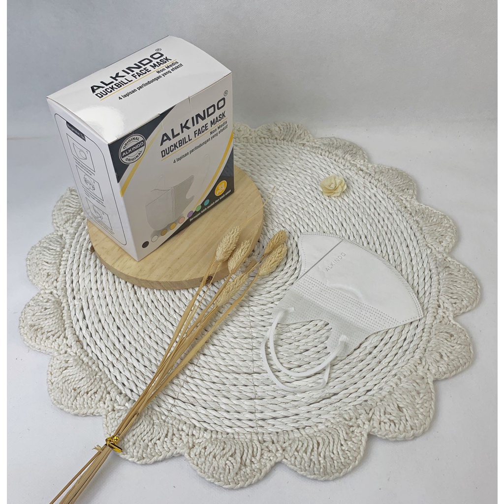 Masker Duckbill Alkindo 4 ply / Lapis Mix Warna Isi 50 pcs Mouson Asli Emboss Earloop Cantol Kuping