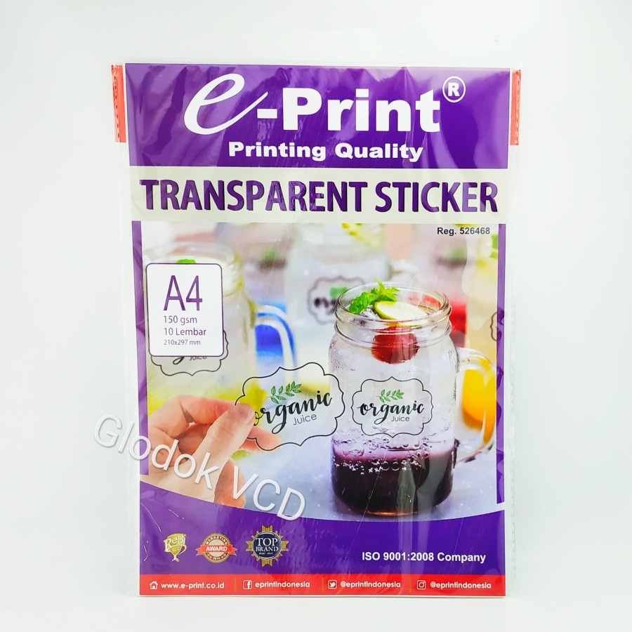 E-Print Transparent Sticker A4 150gsm 10 lembar