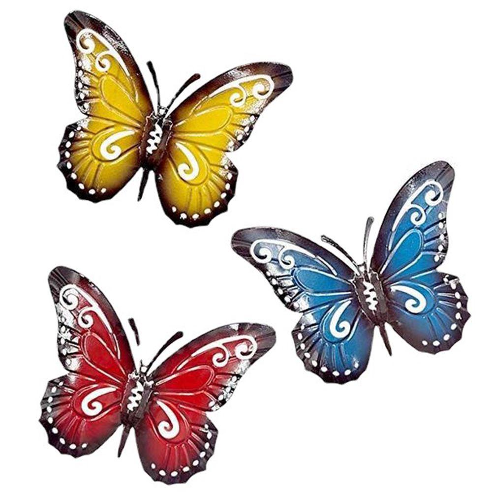Solighter 3Pcs/Set Hiasan Dinding Kupu-Kupu Dekorasi Rumah Hiasan Taman Wall Art