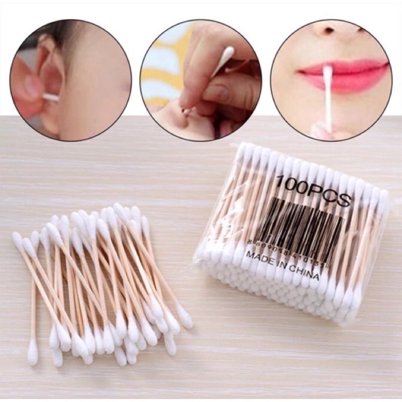 (100 pcs) Cotton Buds Bambu / Cotton Swab Bamboo / Cotton Bud Kayu /Cotton Buds Bambu Ramah Lingkungan COD