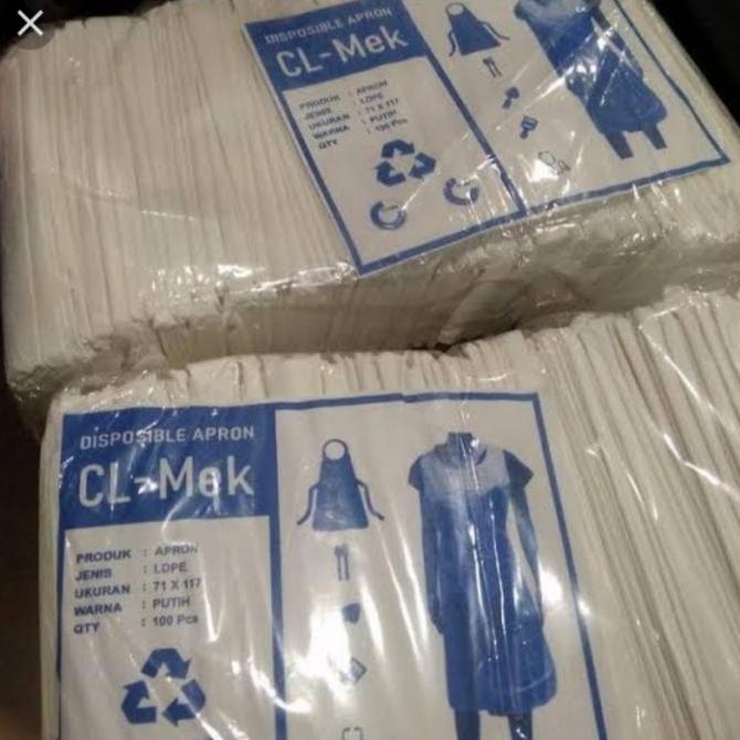 {{{{}}] Apron Medis Plastik isi 100 Putih Susu Promo