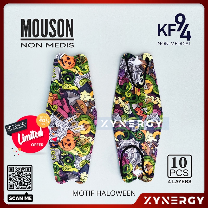 Masker Mouson KF94 Motif Haloween isi 5 ply 10 Masker Non Medis Sekali Pakai