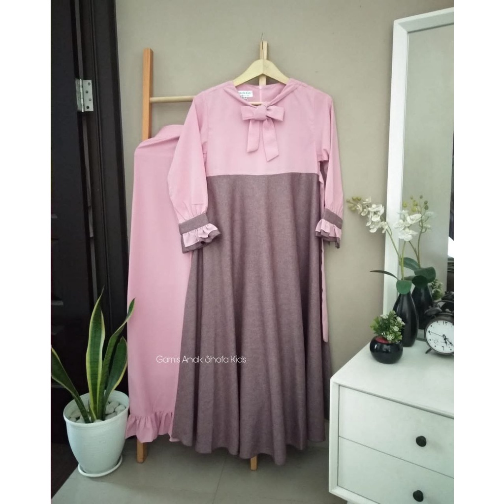 Gamis Syari Zaida Couple Mom & Kids by Shofa Kids (1Set Khimar Free Cadar Tali)