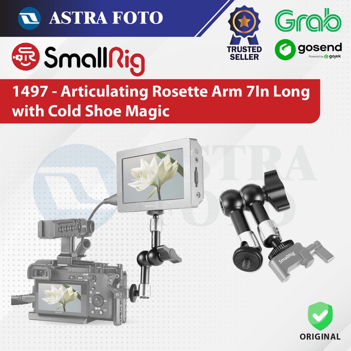 SmallRig Articulating Rosette Arm 7In Long with Cold Shoe Magic 1497