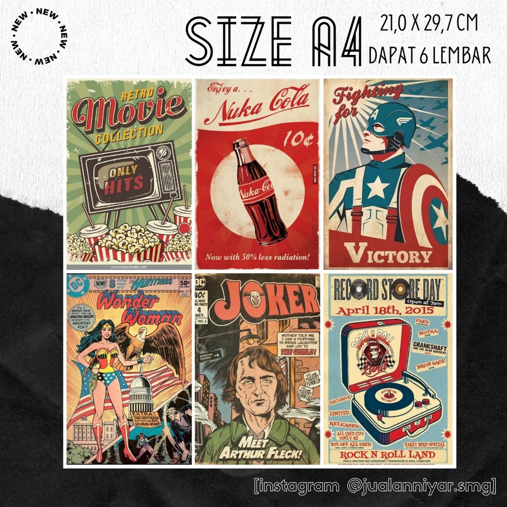 POSTER AESTHETIC A4 TEMA RETRO VINTAGE MINIMALIST [WALL DECOR POSTER MURAH]