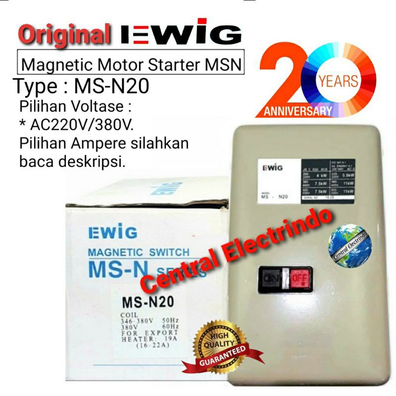 Magnetic Starter EWIG MSN 20 220V/380VAC.